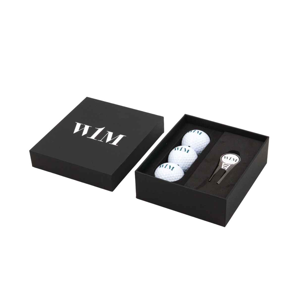 Geo 3 Ball Golf Mini Presentation Box in black